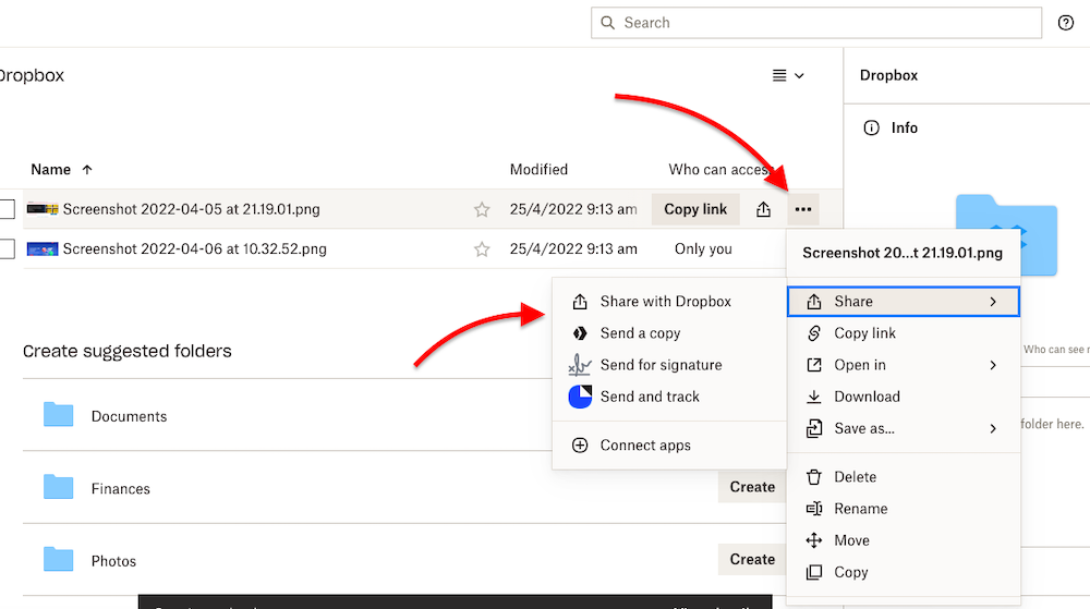 Dropbox file sharing