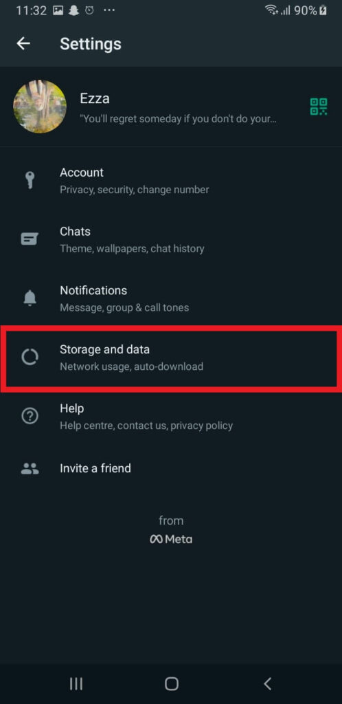 How to check whatsapp storage.