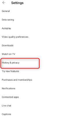 pause Youtube watch history 