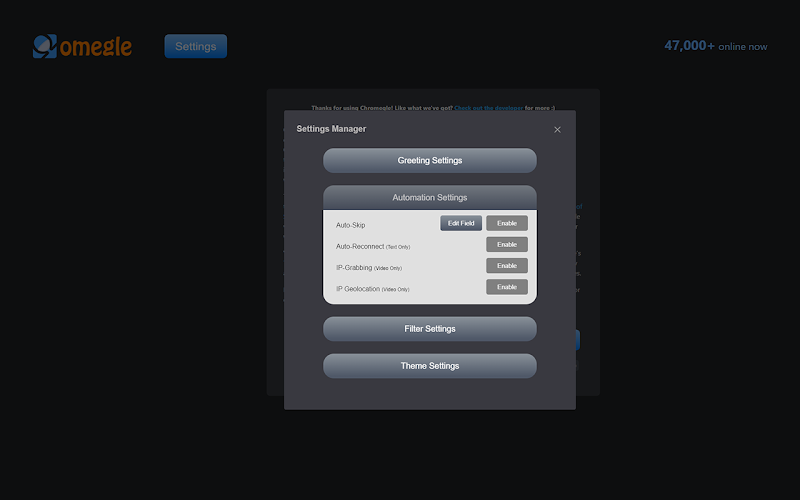 Chomegle settings